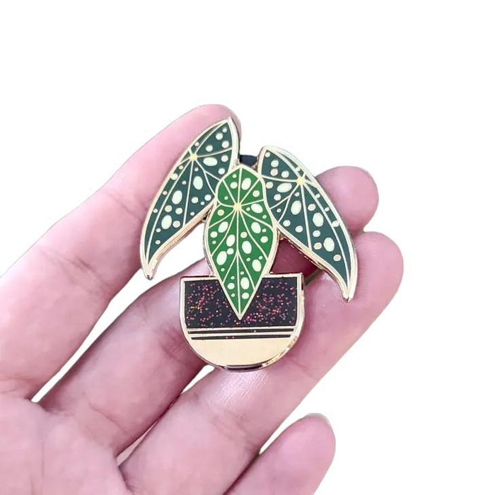 Enamel Pin - Black Polka Dot Begonia by Amber Leaders Designs