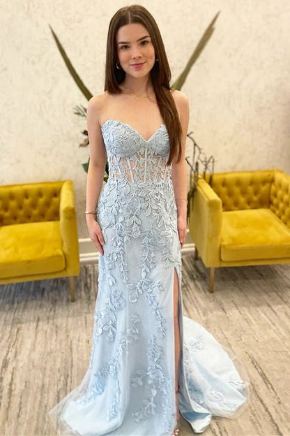 Sweetheart Lavender Lace Mermaid Long Prom Dress