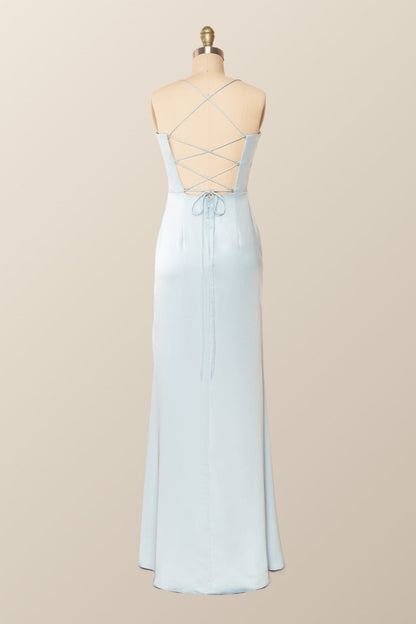 Straps Cowl Neck Green Mermaid Long Formal Dress