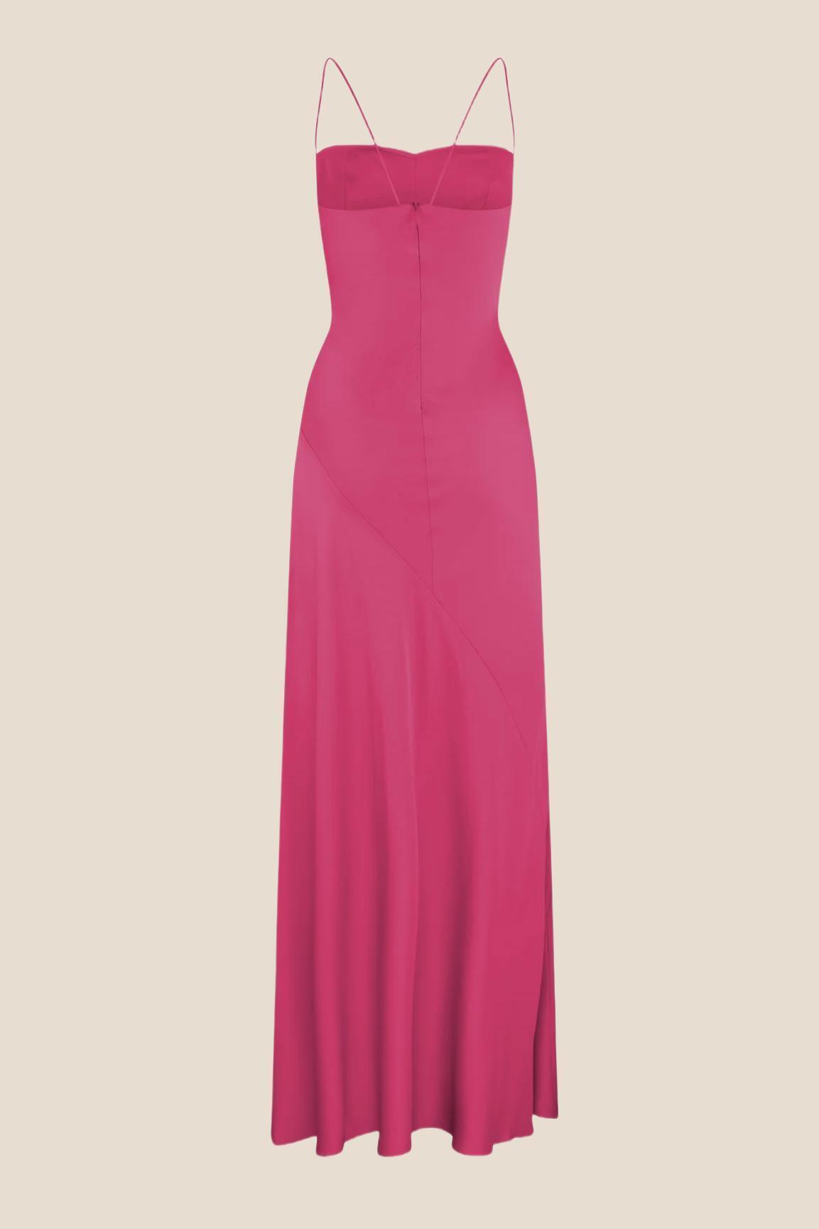 Straps Light Blue Soft Satin Long Dress