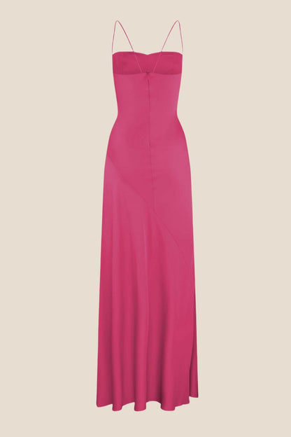 Straps Light Blue Soft Satin Long Dress