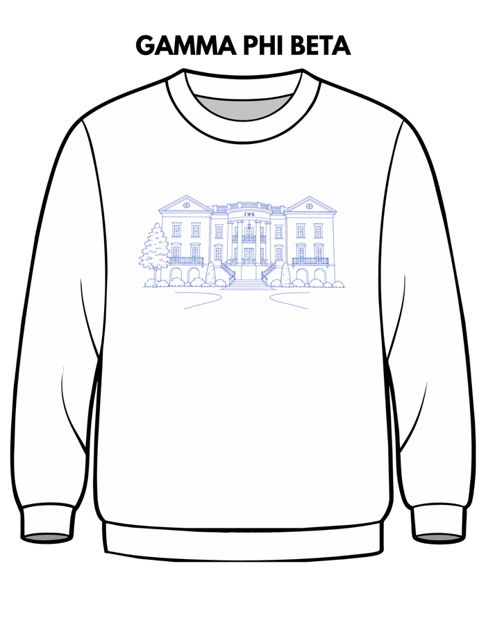 Gamma Phi Beta Embroidered House Crewneck