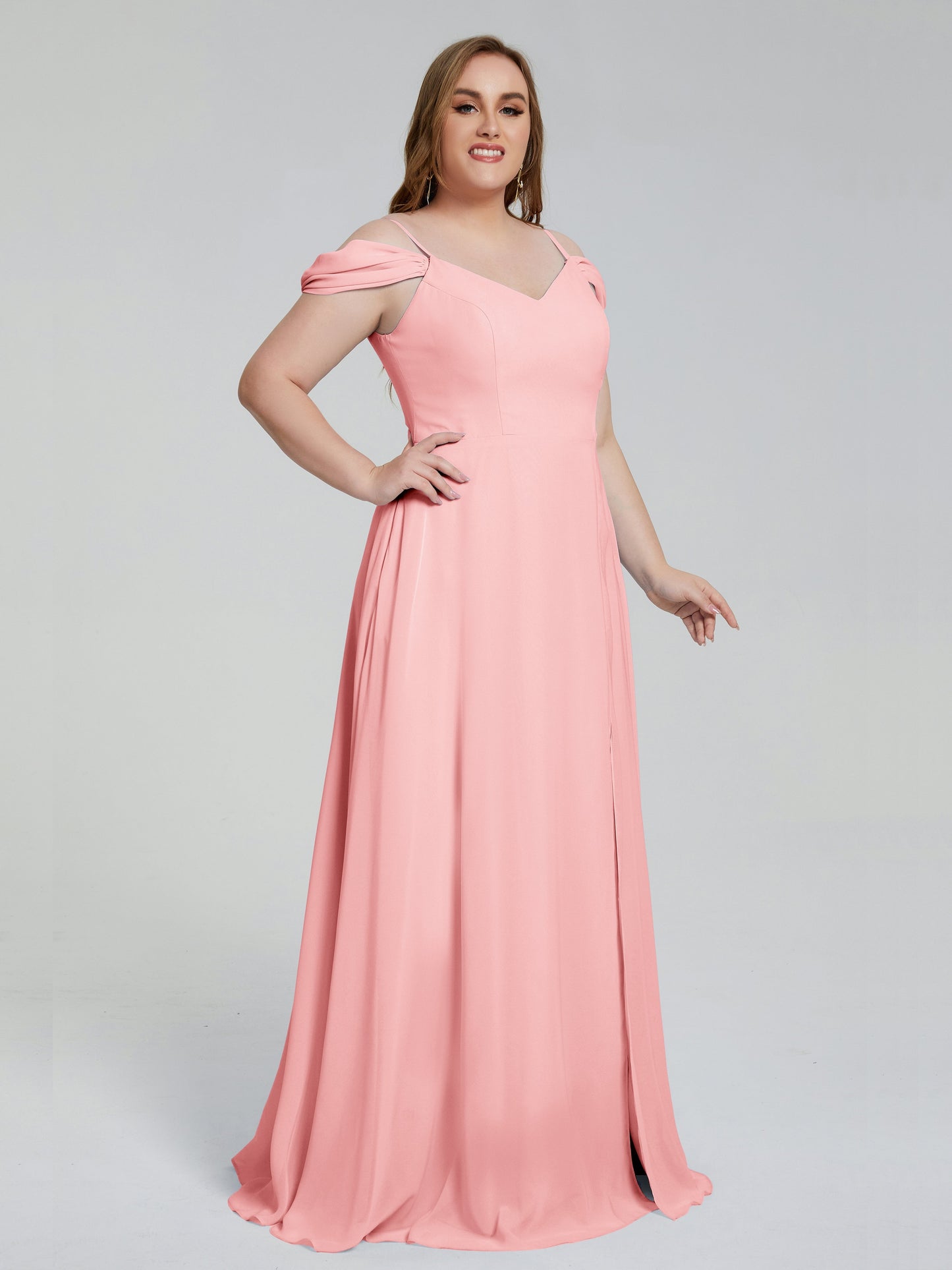 Gracie Detachable Straps Plus Size Long Bridesmaid Dresses