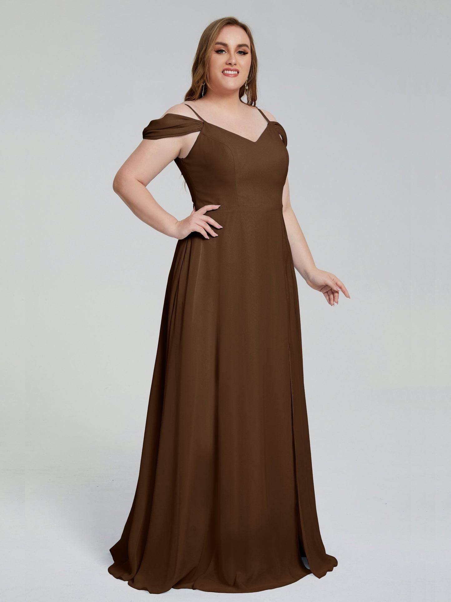 Gracie Detachable Straps Plus Size Long Bridesmaid Dresses