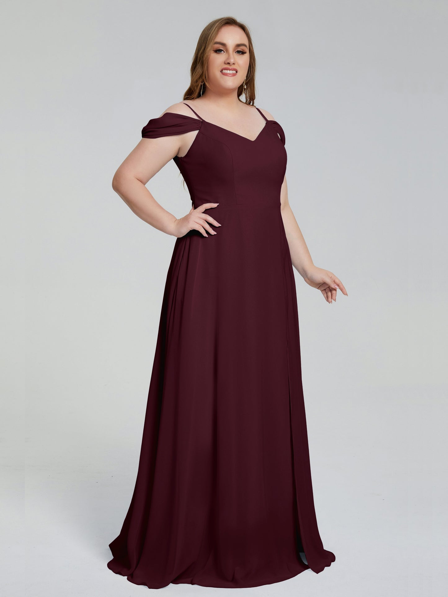 Gracie Detachable Straps Plus Size Long Bridesmaid Dresses