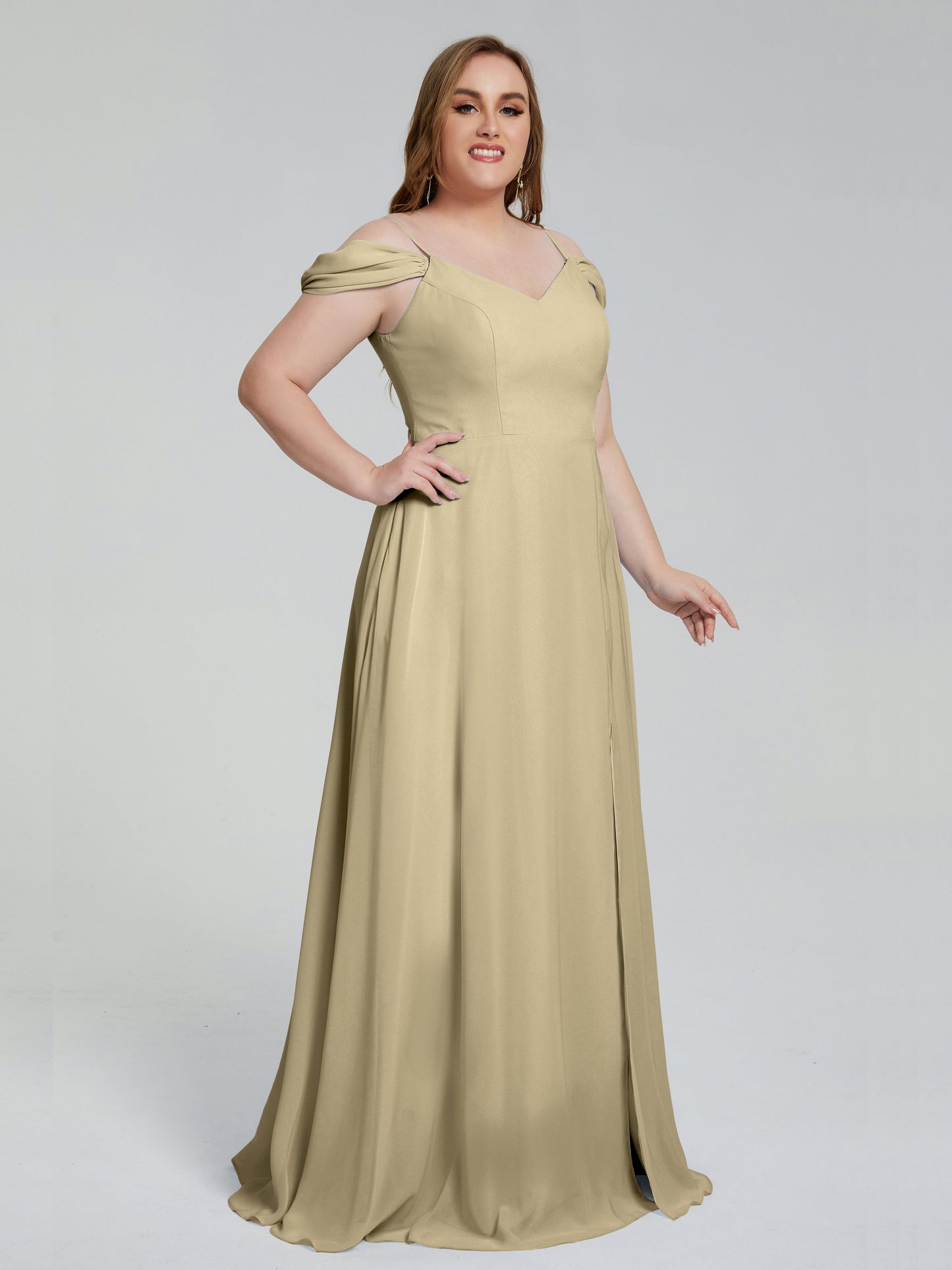 Gracie Detachable Straps Plus Size Long Bridesmaid Dresses