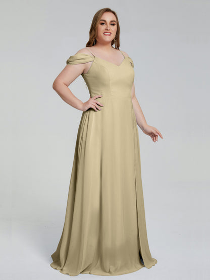 Gracie Detachable Straps Plus Size Long Bridesmaid Dresses
