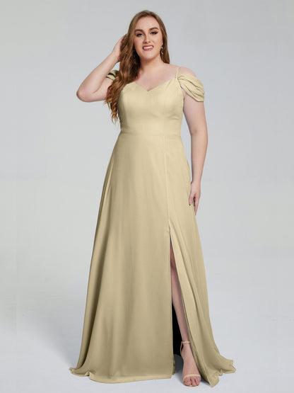 Gracie Detachable Straps Plus Size Long Bridesmaid Dresses