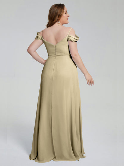 Gracie Detachable Straps Plus Size Long Bridesmaid Dresses