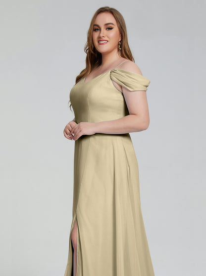 Gracie Detachable Straps Plus Size Long Bridesmaid Dresses