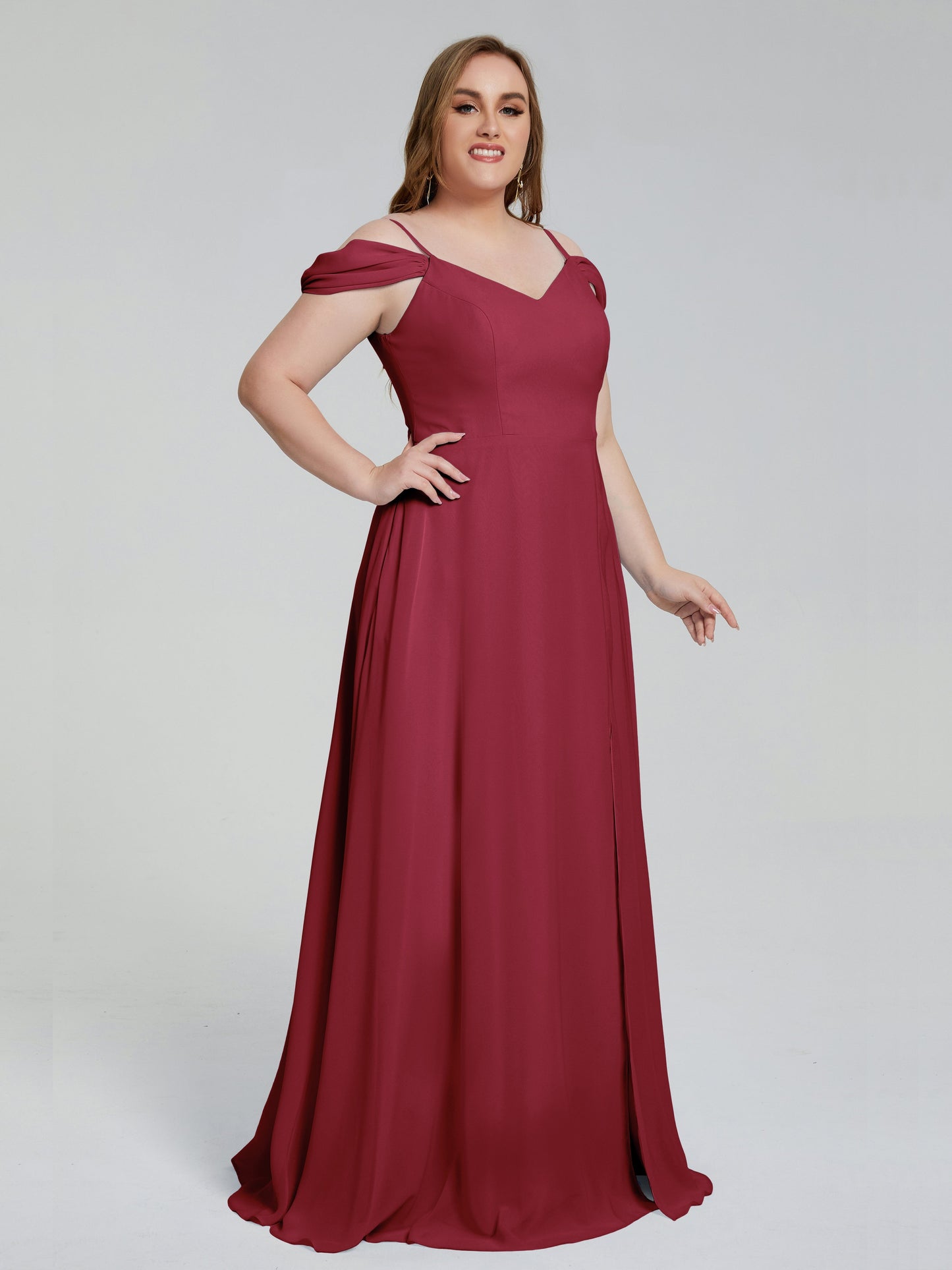 Gracie Detachable Straps Plus Size Long Bridesmaid Dresses