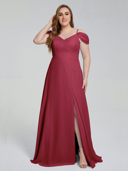 Gracie Detachable Straps Plus Size Long Bridesmaid Dresses