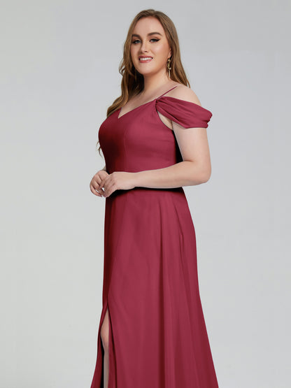 Gracie Detachable Straps Plus Size Long Bridesmaid Dresses
