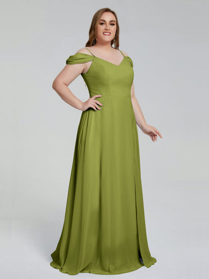 Gracie Detachable Straps Plus Size Long Bridesmaid Dresses