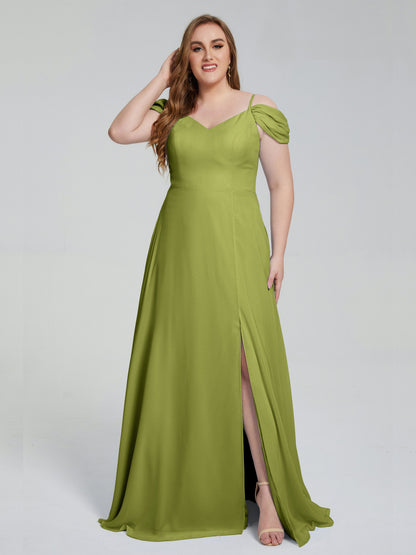 Gracie Detachable Straps Plus Size Long Bridesmaid Dresses