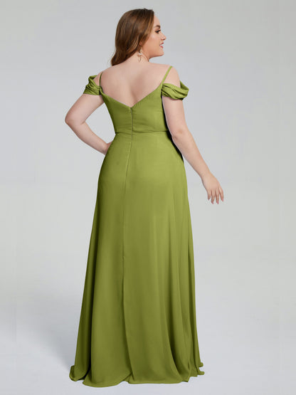 Gracie Detachable Straps Plus Size Long Bridesmaid Dresses