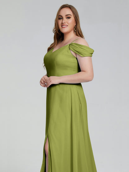 Gracie Detachable Straps Plus Size Long Bridesmaid Dresses