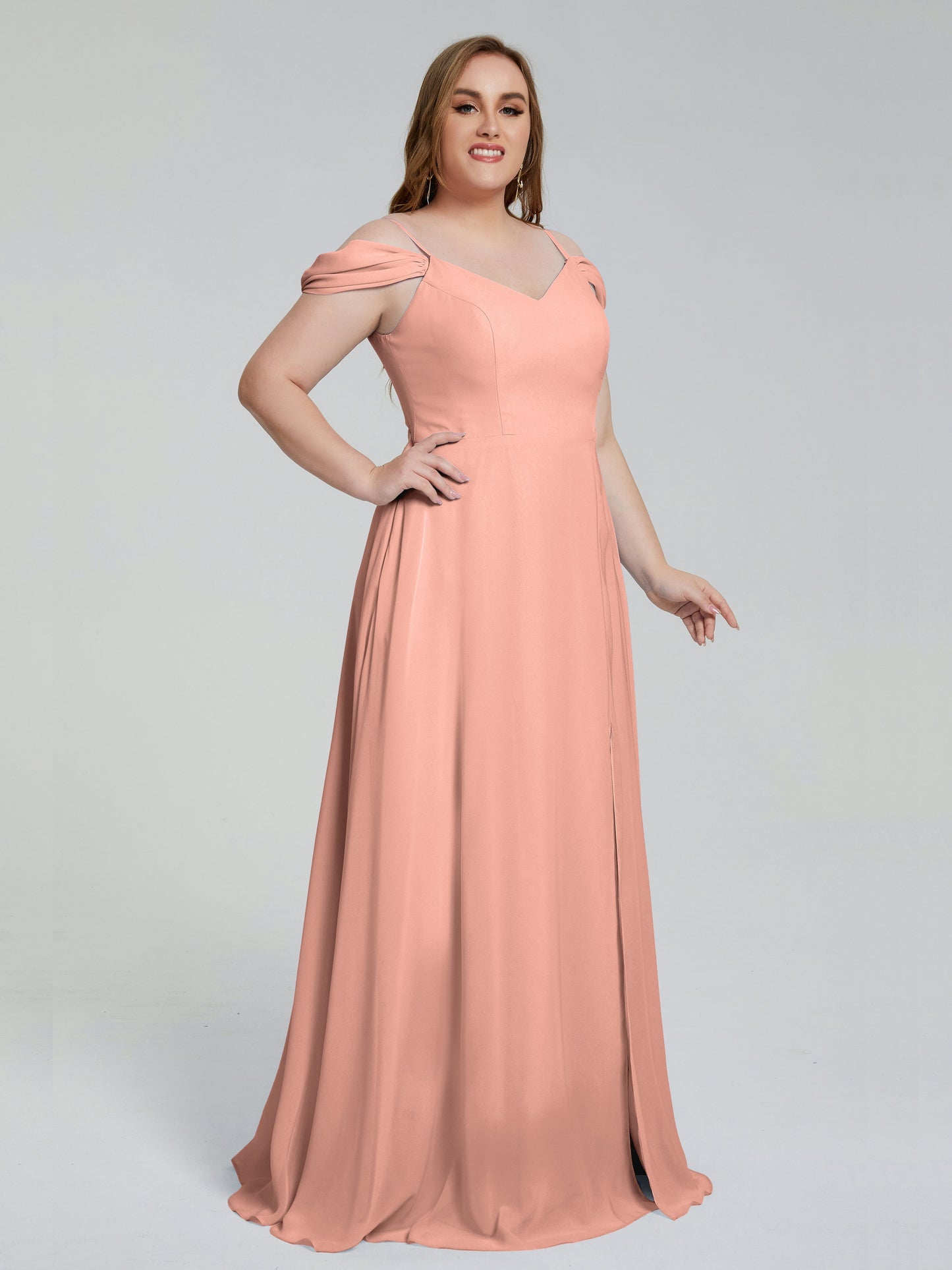 Gracie Detachable Straps Plus Size Long Bridesmaid Dresses