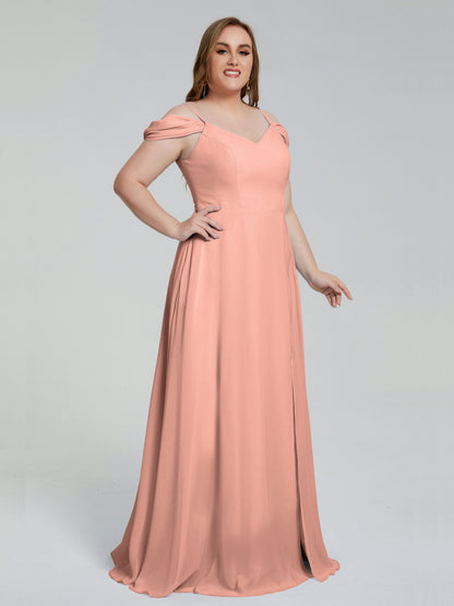 Gracie Detachable Straps Plus Size Long Bridesmaid Dresses