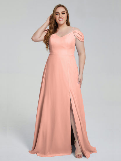 Gracie Detachable Straps Plus Size Long Bridesmaid Dresses