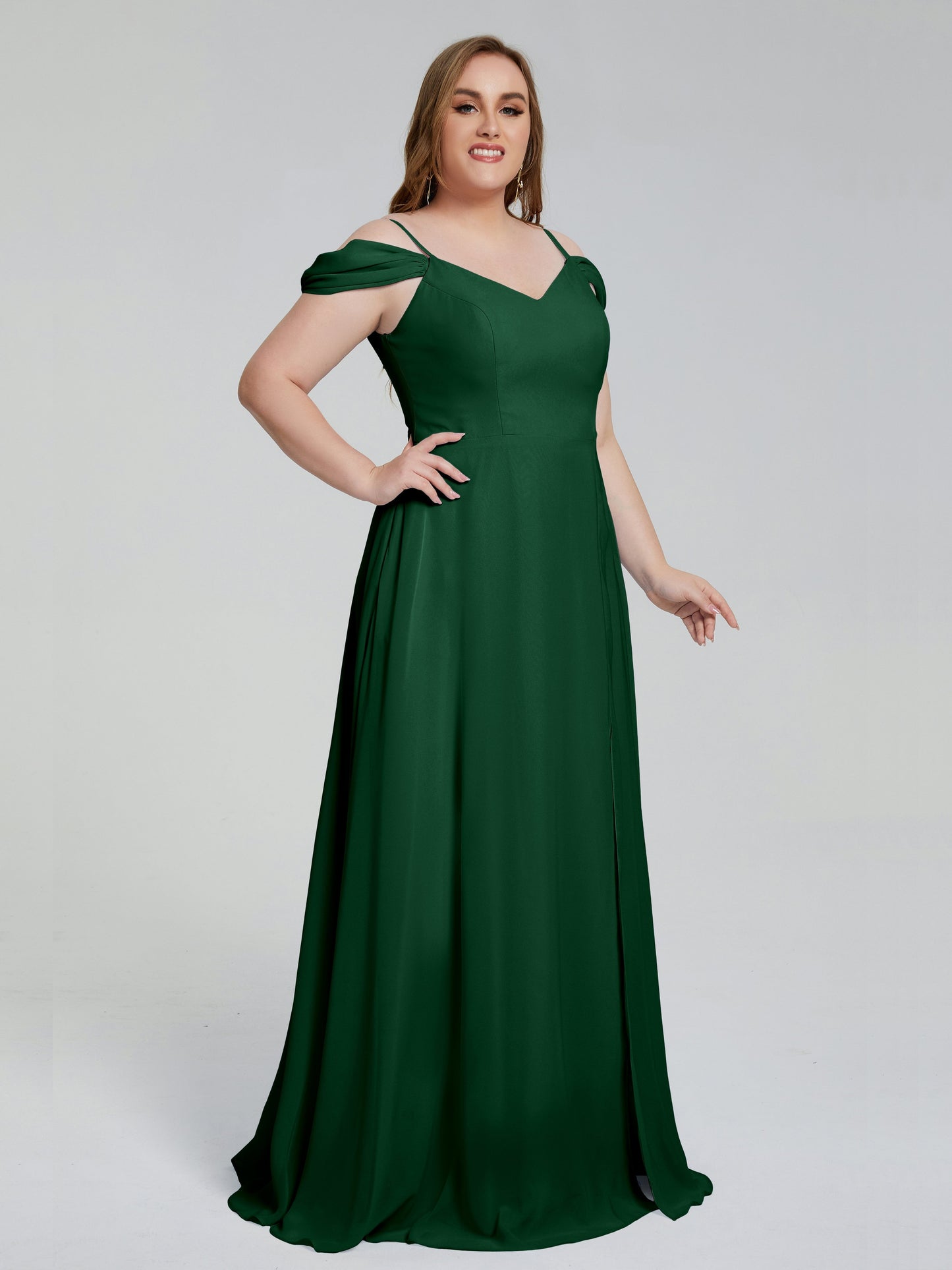 Gracie Detachable Straps Plus Size Long Bridesmaid Dresses