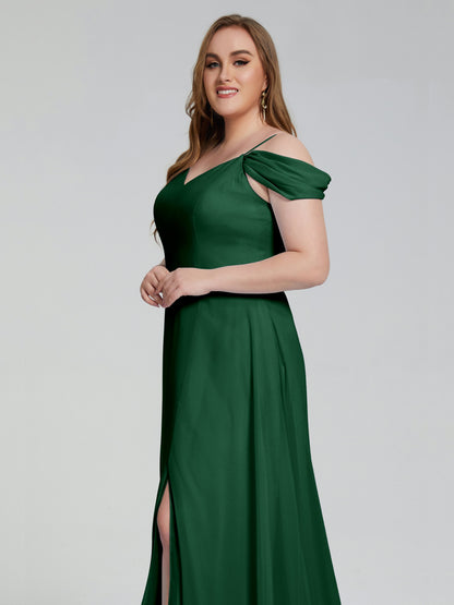 Gracie Detachable Straps Plus Size Long Bridesmaid Dresses