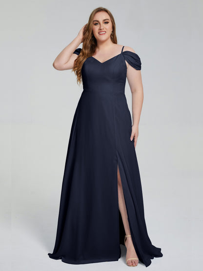 Gracie Detachable Straps Plus Size Long Bridesmaid Dresses
