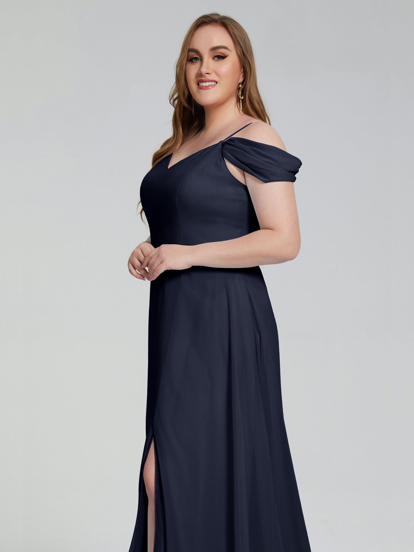 Gracie Detachable Straps Plus Size Long Bridesmaid Dresses
