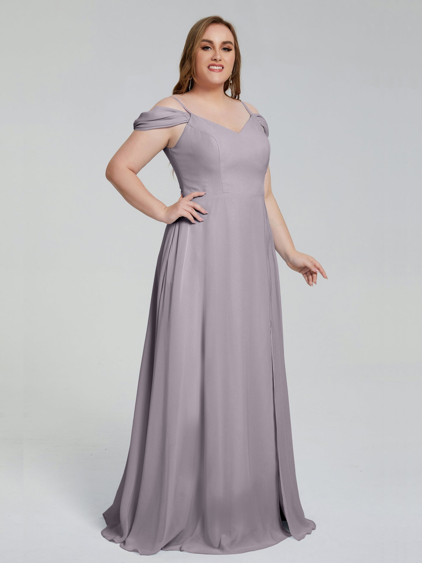 Gracie Detachable Straps Plus Size Long Bridesmaid Dresses