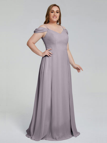 Gracie Detachable Straps Plus Size Long Bridesmaid Dresses
