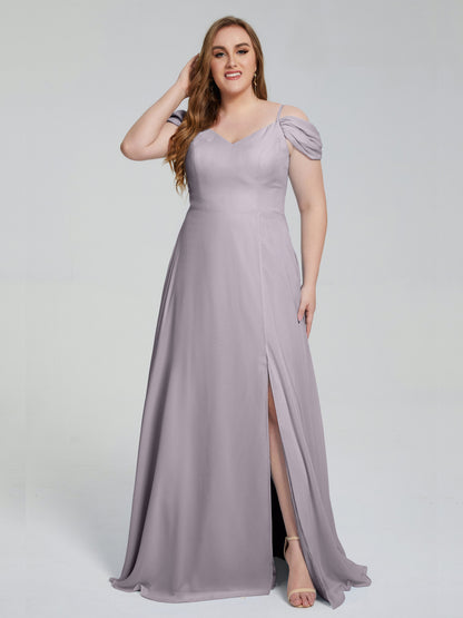 Gracie Detachable Straps Plus Size Long Bridesmaid Dresses