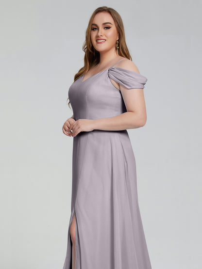 Gracie Detachable Straps Plus Size Long Bridesmaid Dresses