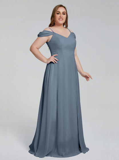 Gracie Detachable Straps Plus Size Long Bridesmaid Dresses