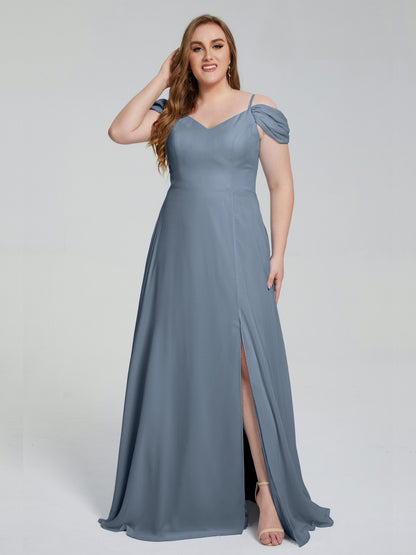Gracie Detachable Straps Plus Size Long Bridesmaid Dresses