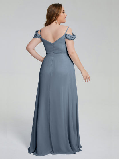 Gracie Detachable Straps Plus Size Long Bridesmaid Dresses
