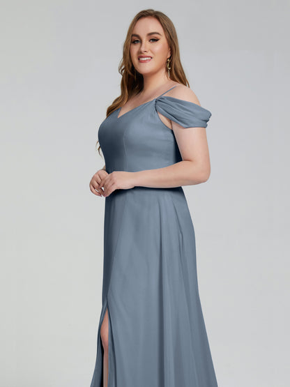 Gracie Detachable Straps Plus Size Long Bridesmaid Dresses