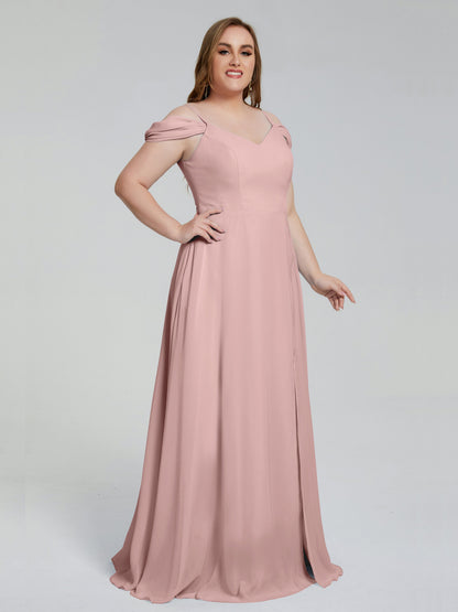 Gracie Detachable Straps Plus Size Long Bridesmaid Dresses