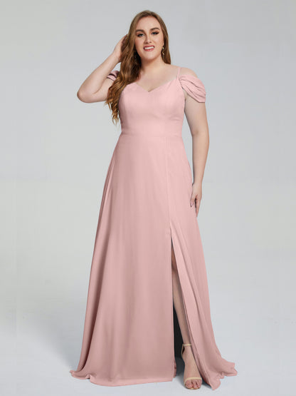 Gracie Detachable Straps Plus Size Long Bridesmaid Dresses