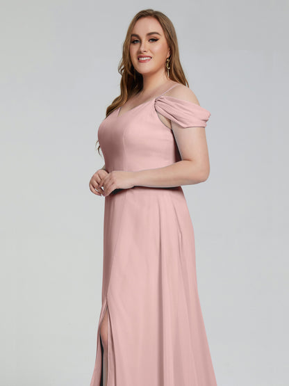 Gracie Detachable Straps Plus Size Long Bridesmaid Dresses