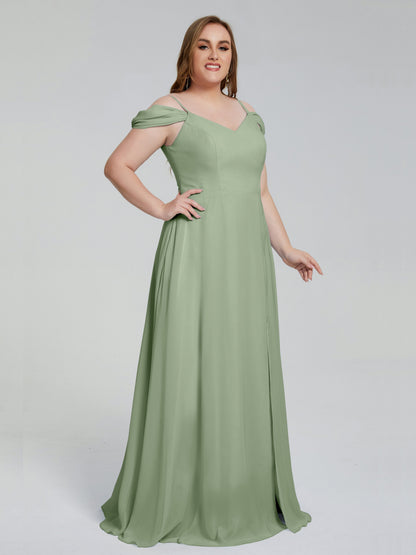 Gracie Detachable Straps Plus Size Long Bridesmaid Dresses