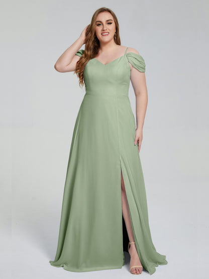 Gracie Detachable Straps Plus Size Long Bridesmaid Dresses