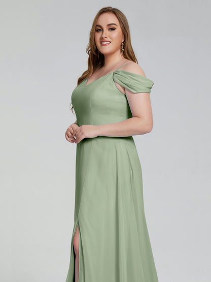 Gracie Detachable Straps Plus Size Long Bridesmaid Dresses
