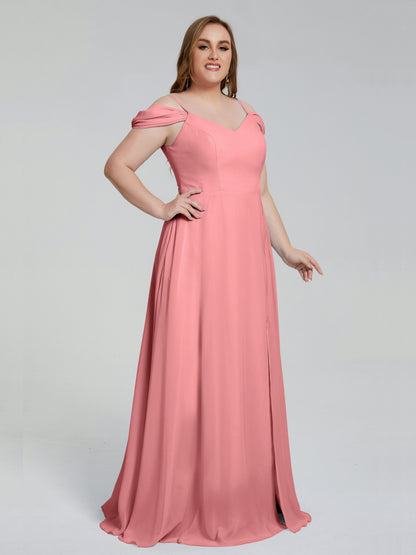 Gracie Detachable Straps Plus Size Long Bridesmaid Dresses