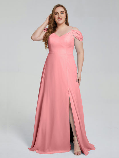 Gracie Detachable Straps Plus Size Long Bridesmaid Dresses