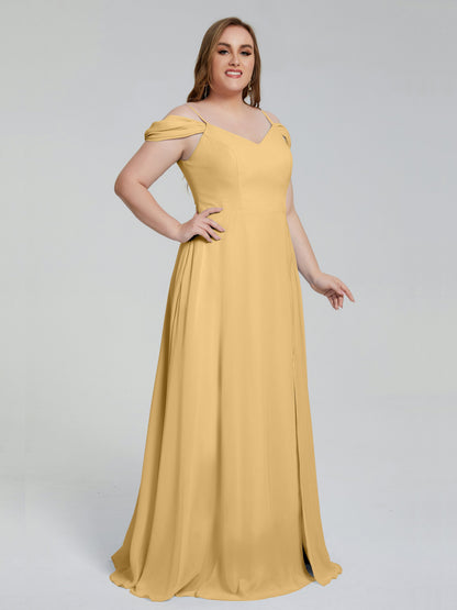Gracie Detachable Straps Plus Size Long Bridesmaid Dresses