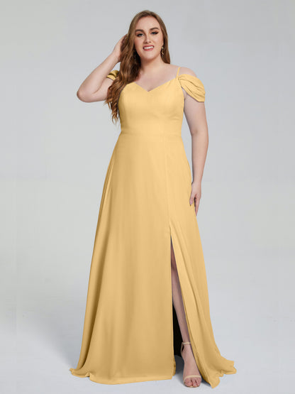 Gracie Detachable Straps Plus Size Long Bridesmaid Dresses