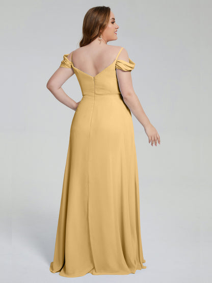 Gracie Detachable Straps Plus Size Long Bridesmaid Dresses