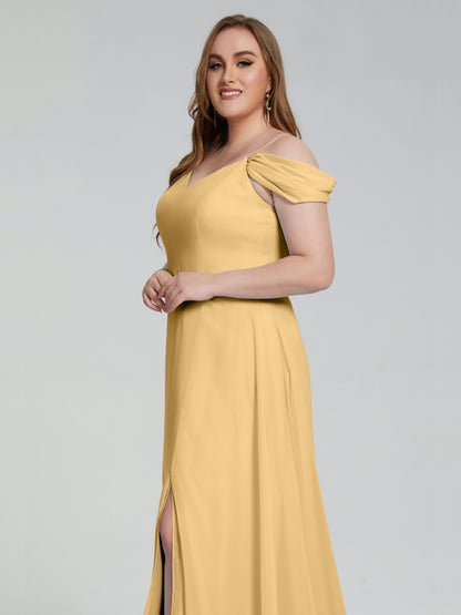 Gracie Detachable Straps Plus Size Long Bridesmaid Dresses