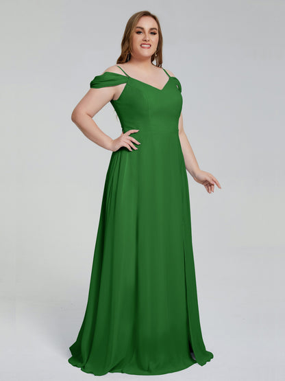 Gracie Detachable Straps Plus Size Long Bridesmaid Dresses