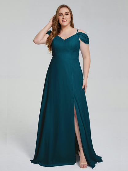 Gracie Detachable Straps Plus Size Long Bridesmaid Dresses